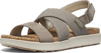 Keen Womens Elle Criss Cross Premium Comfortable Fashion Casual Wedge Sandals, Brindle/Birch, 10.5