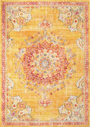 Nazar Rugs Alfombra de sal&oacute;n vintage - pelo corto y suave amarillo 120x170