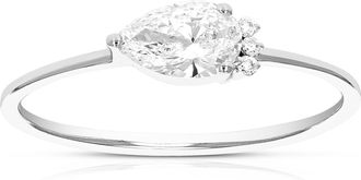 Vir Jewels 1/2 cttw Pear and Round Lab Grown Diamond Engagement Ring in 14K White Gold For Women