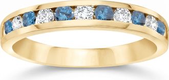 Pompeii3 1/2ct Blue & White Diamond Channel Set Ring 14K Yellow Gold Size Selectable