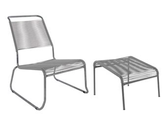 Schubiger M&ouml;bel Spaghetti-Kufen-Lounger-Hochlehner + Hocker S&auml;ntis