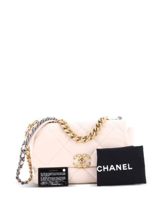 Chanel 19 Flap Bag Quilted Leather Large crossbody bag - Beige