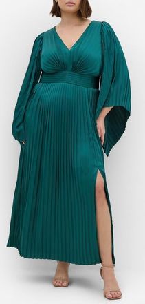 City Chic Carmina Long Sleeve Maxi Dress in Emerald at Nordstrom, Size Xxxs