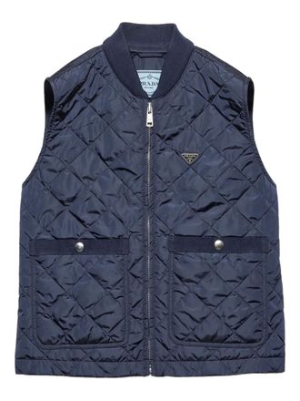 Prada Re-Nylon ribbed knit quilted vest - Blue