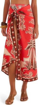Farm Rio Ainika Garden Cover-Up Skirt in Red at Nordstrom, Size X-Large