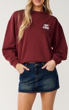 Rip Curl Sports Department Crewneck Sweatshirt in Dark Plum at Nordstrom, Size Xx-Small