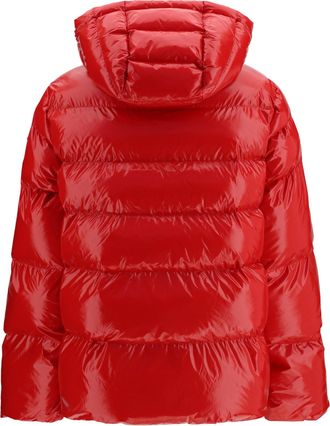 Pinko Womens Hooded Eleodoro Down Jacket Rosso Burgundy Wine Coat
