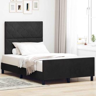 vidaXL Vidaxl - Estructura De Cama Con Cabecera Negro 120 X 200 Cm Terciopelo