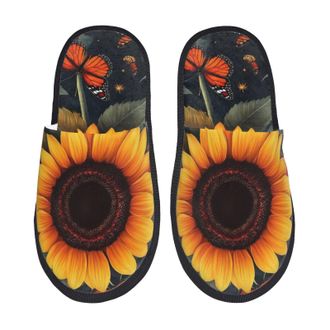 Generic Sunflower Flower Butterfly Women Men Slippers Lightweight Shoes Slip On House Shoes For Bedroom Winter Indoor M