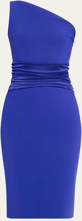 La Petite Robe Di Chiara Boni Ruched One-Shoulder Bodycon Satin Dress