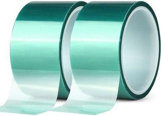OEM 2 Rollos De Cinta De Enmascarar De Poli&eacute;ster Verde De Alta Temperatura Con Recubrimiento De Polvo De Pet. Ideal Para Aplicaciones De Pintura Y Anodiza