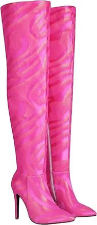 Generic Womens Over The Knee Boots Pointed Toe Thin Heel Faux Leather Long Booties