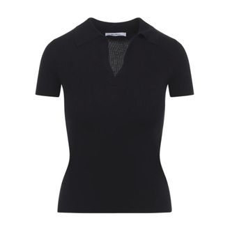 Max Mara V-neck Knitwear, female, Blue, Size: S Albero Knit Ribbed Polo