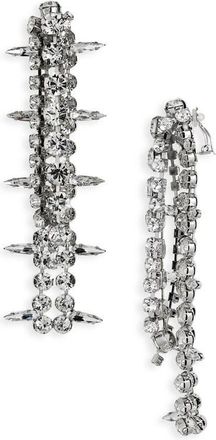 Area Crystal Fringe Front/Back Drop Earrings in Clear Crystal/Silver at Nordstrom