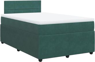 vidaXL Cama Box Spring Con Colch&oacute;n Terciopelo Verde Oscuro 120x190 Cm Vidaxl