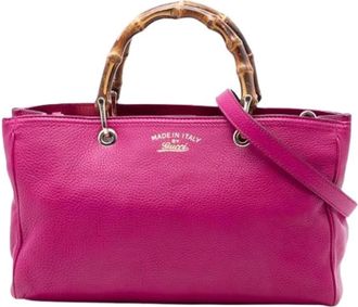 Gucci Pre-owned Handbags, female, Pink, Size: ONE SIZE Pre-owned Bamboo Shopper Satchel