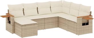 vidaXL Vidaxl - Set Sof&aacute;s De Jard&iacute;n 7 Piezas Y Cojines Rat&aacute;n Sint&eacute;tico Beige