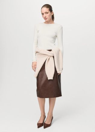 Mango Maglietta maniche lunghe coste bianco sporco - Donna - XXS - MANGO