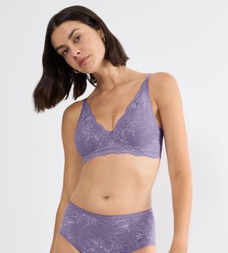 Triumph B&uuml;gelloser BH TRIUMPH Amourette Charm T, Damen, Gr. 70, Cup C, lila, Spitze, Obermaterial: 70% Polyamid, 28% Elasthan, 2% Modal, BHs B&uuml;gelloser BH, St