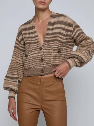 L'agence Christabel Stripe Cardigan In Biscuit