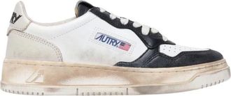 Autry Vintage Donkergrijs Blauw Leren Sneakers - Heren - Sneakers - Wit - 41 EU - Katoen - Schoenen