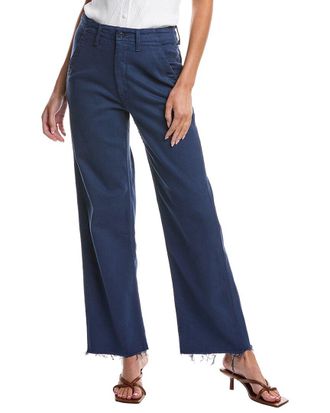 Mother Mother The Major Zip Sneak Fray Insignia Blue Straight Jean