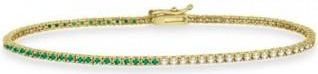 Allurez Lab Grown Diamond & Emerald Eternity Tennis Bracelet 14K Yellow Gold (0.97ct)