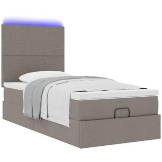 vidaXL Estructura De Cama Otomana Colch&oacute;n Tela Gris Pardo 90x190cm Vidaxl
