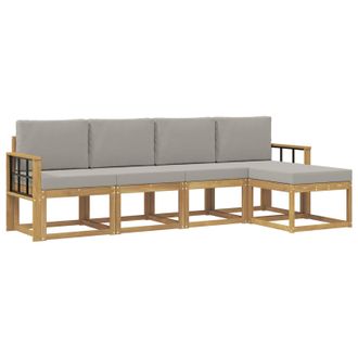 vidaXL Conjunto De Sof&aacute;s De Exterior 5 Pcs Blanco Y Gris Claro Vidaxl