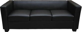 Hhg Divano Sofa 3 Posti Lounge Moderno Elegante Serie Lille M65 75x191x70cm Ecopelle Nero