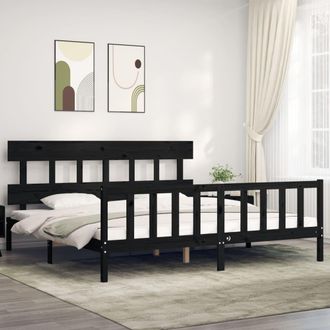 vidaXL Vidaxl - Estructura De Cama Con Cabecero Madera Maciza Negro 200x200 Cm