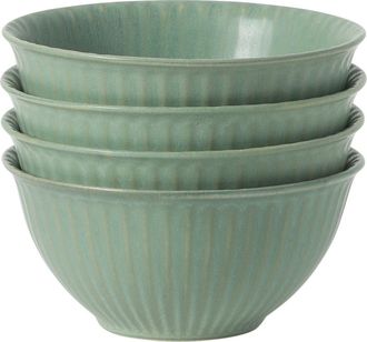 Gibson Home Bistro Linea Stoneware Reactive Glaze Ribbed Cereal Bowl, Set of 4 in Green at Nordstrom