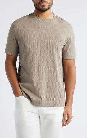 Emporio Armani Tonal Textured Wave Cotton T-Shirt in Beige at Nordstrom Rack, Size Xxx-Large