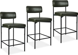 Best Choice Products Set of 3 Faux Leather Counter Stools for Kitchen Island and Dining w/ Metal Frame