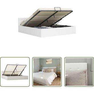 vidaXL vidaXL Contenitore idraulico - Giroletto con Contenitore Idraulico Bianco Similpelle 180x200cm