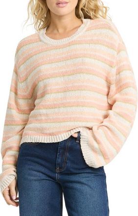 Billabong Bright Sol Stripe Cotton Blend Sweater in Light Peach at Nordstrom, Size X-Small