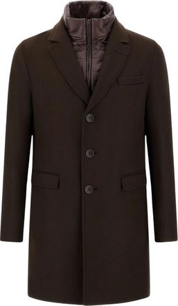 Herno Woljas met afneembare binnencolbert - Heren - Mantel - Bruin - M - Wol - Jassen