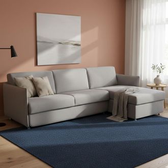 Dmora Sof&aacute; Cama Con Chaise Longue Sumirago, Desenfundable, Contenedor, Hecho En Italia, Hidr&oacute;fugo, Cama Con Somier Soldado, 260x160 Cm