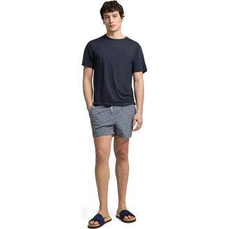 Onia Classic Charles 5 Swim Trunk in Navy Plaid at Nordstrom, Size Xx-Large