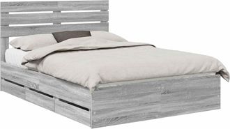 vidaXL Estructura De Cama Gris Sonoma 140 X 200 Cm Madera Ingenieril Vidaxl