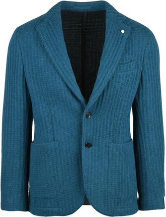 L.B.M. 1911 Knit Blazer with Ribbed Texture and Two-Button Closure
