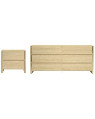 Manhattan Comfort Linda Modern 2Pc Double Wide Dresser & Nightstand