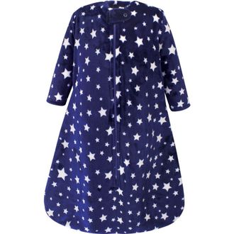 Hudson Baby Flannel Sleep Sack with Plush Full-Arm Coverage in Navy Stars at Nordstrom