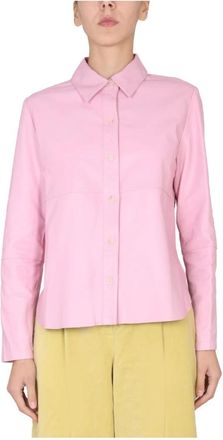 Alysi Pointed Collar Front Clos - Dames - Leren en Su&egrave;de Jassen - Roze - 2XS - Leer - Jassen
