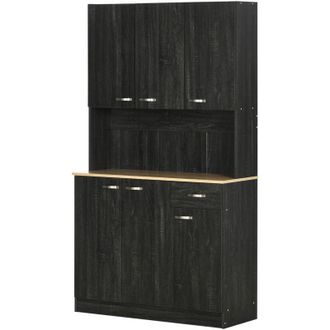 HOMCOM Mobile Dispensa Alto Moderno con Cassetti e Armadietti in Legno Nero