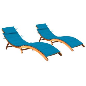 vidaXL Tumbonas 2 Unidades Con Cojines Madera Maciza De Acacia Vidaxl