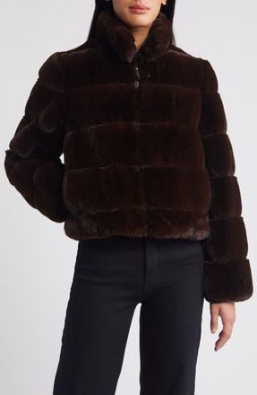 BCBGeneration Channel Quilted Faux Fur Jacket in Chocolate at Nordstrom Rack, Size Small