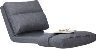 Relaxdays Relaxdays - Silla Suelo, Lectura, Meditaci&oacute;n, Sill&oacute;n Cama, Colch&oacute;n Plegable, Sill&oacute;n Puff, Poli&eacute;ster-dm, 194 Cm, Gris