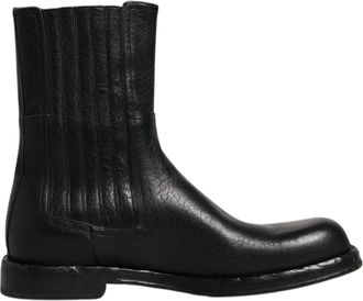 Dolce & Gabbana Mens Leather Ankle Boots Elasticated Side - Black - Size EU 45