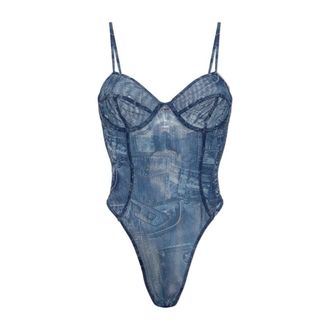 Diesel Bridget-Dnm Bodysuit - Dames - Bodies - Blauw - 2XS - Katoen - Tops
